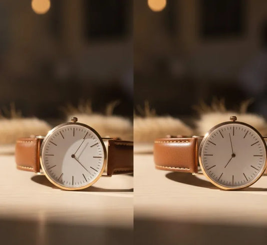 Elegant Minimalist Men's Analog Watch - Premium Brown Leather Strap - Classic White Dial Formal Wrist Watch for Men & Boys